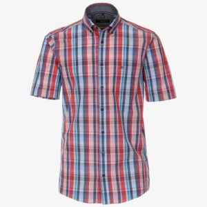 Herren Hemd halbarm karo rot blau von Casamoda Front