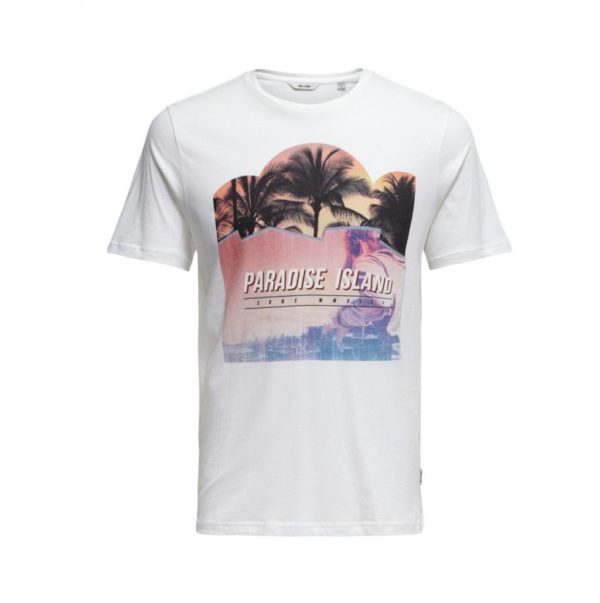 Only&Sons T-Shirt mit Paradise Island Print in weiss Artikel 22013066 Front